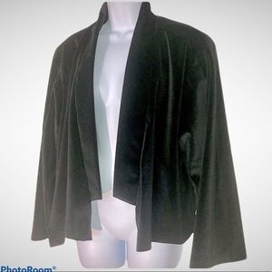 **5 for $50**VTG 80s GIORGIO SANT’ANGELO BLACK VELVET SWING JKT, OPEN FRONT MED